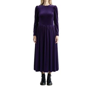 Vintage 60's Velvet Praire Dress Size Small Purple Cottagecore Whimsigoth Boho